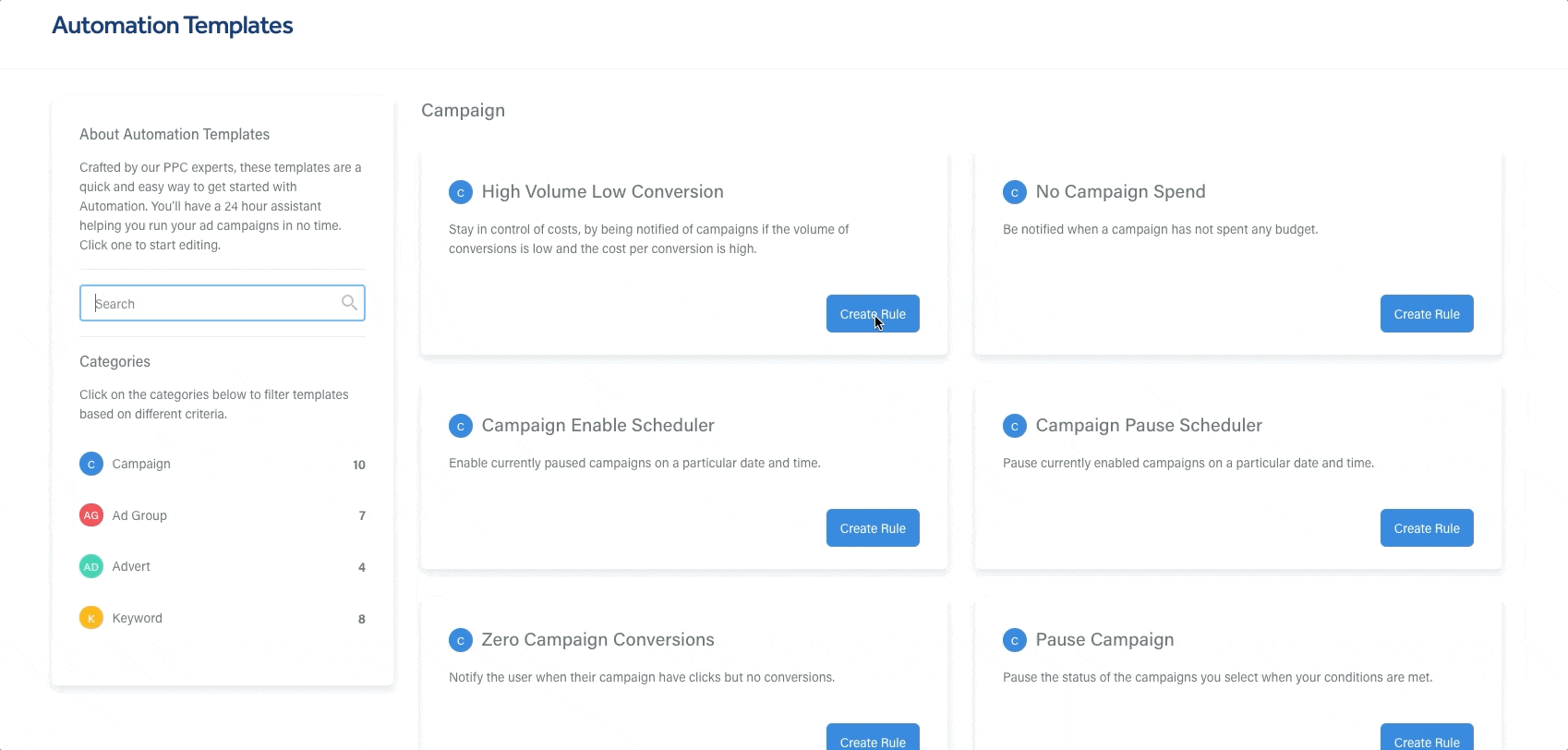 gid showing how to set a 30 minute automation rule in Adzooma 