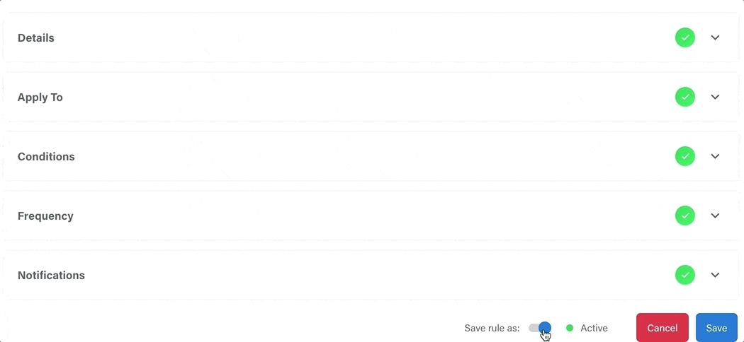 Gif showing how to save an Adzooma Automation rule 